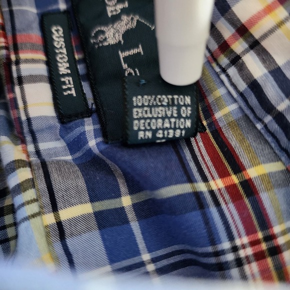 Ralph Lauren Mens Custom Fit Plaid Button Down Shirt Blue Multi Color Large L - Picture 5 of 6